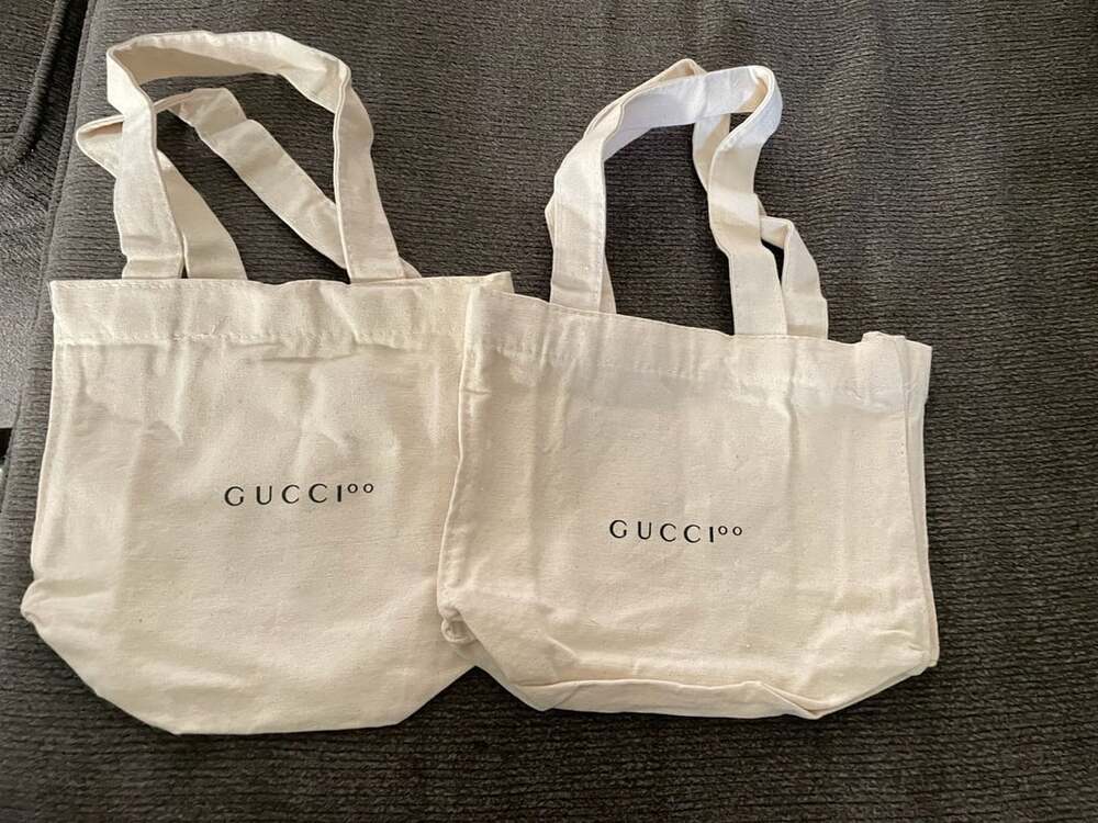 Gucci 100 Mini Canvas Tote Bag Set Of 2 White